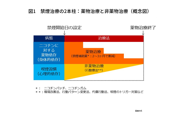 禁煙治療の２本柱　薬物治療と非薬物治療